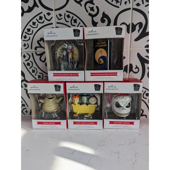 Lot of 5 New Hallmark Nightmare Before Christmas Ornaments Jack Sally Oogie - Picture 1 of 4
